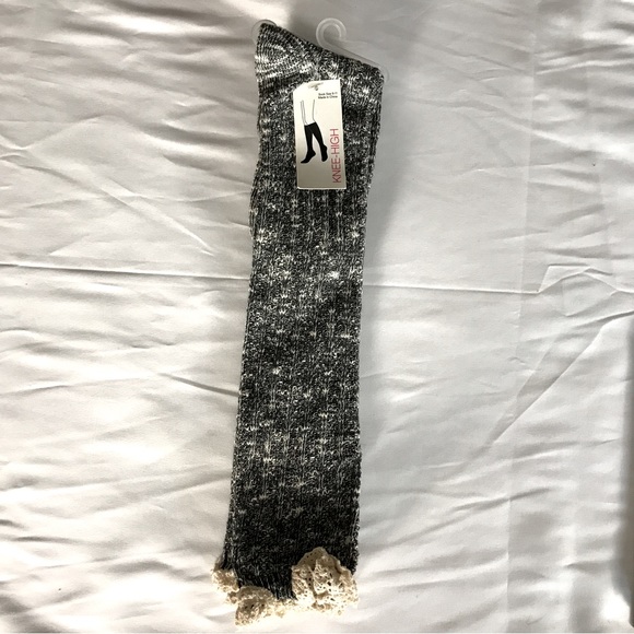 BUNDLE BOTH for $20!! Boot socks Crochet Lace NWT Black Marble One-Size - Picture 1 of 4